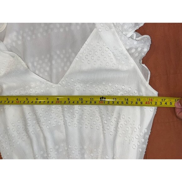 RAMY BROOK Simona White Clip Dot Mini Dress Smocked Bridal Bride Medium ($450) - Picture 7 of 9